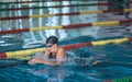 Female athlete swimming in breaststroke style in the pool lane Royalty Free Stock Photo