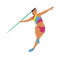 Young Female athlete throwing javelin vector art.