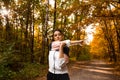 Female athlete warming up before hard workout. Healthy lifestyle. Fitness sporty woman stretching before run early in Royalty Free Stock Photo