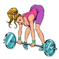Female athlete weightlifting lifting barbell