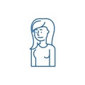 Female attentiveness line icon concept. Female attentiveness flat vector symbol, sign, outline illustration.