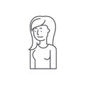 Female attentiveness line icon concept. Female attentiveness vector linear illustration, symbol, sign Royalty Free Stock Photo