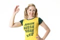 Female Aussie Fan Royalty Free Stock Photo