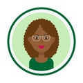 Female face with brown curly hair and glasses. Royalty Free Stock Photo