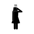 Female avatar with headache silhouette style icon vector design