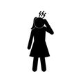 Female avatar with headache silhouette style icon vector design