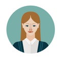 Female avatar icon in flat style. Female user icon.