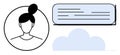 Female avatar with a text box and cloud icon representing communication and user profiles Royalty Free Stock Photo