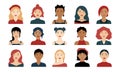 Female avatars. Woman hipster avatars, feminist creative characters, happy modern stylish persons. Vector isolated set