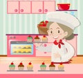 Female baker baking in kitchen