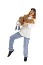 Female baker chef with bread Royalty Free Stock Photo