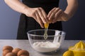 Female baker hands making dough for a homemade sweet bread Royalty Free Stock Photo