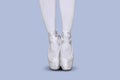 Female ballet dancer feet dancing with tiptoe pose Royalty Free Stock Photo