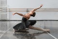 Female ballet dancer posin on rehearsal Royalty Free Stock Photo