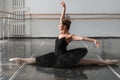 Female ballet dancer posin on rehearsal