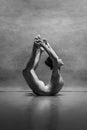 The female ballet dancer posing over gray background Royalty Free Stock Photo