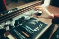 Female barber in barber shop