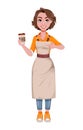 Female barista serving coffee. Coffee business concept.