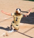 Softball Baseball Player Sliding Vertical Royalty Free Stock Photo