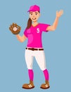 Female baseball player waving hand. Royalty Free Stock Photo