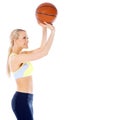 Female basketball player is ready to shoot Royalty Free Stock Photo