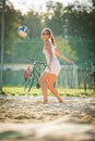 Female beachvolleyball player Royalty Free Stock Photo