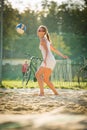 Female beachvolleyball player Royalty Free Stock Photo