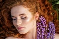 Female beauty portrait. Beautiful red-haired girl. The concept of fashion, beauty, cosmetics and care Royalty Free Stock Photo