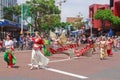 Female belly dancers taking part in street parade