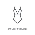 Female bikini piece linear icon. Modern outline Female bikini pi