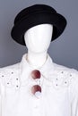 Female black hat on mannequin. Royalty Free Stock Photo