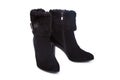 Female black leather ankle boots Royalty Free Stock Photo