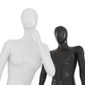 Female black mannequin and white male mannequin on a white background torso zone. 3D rendering Royalty Free Stock Photo