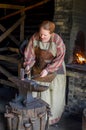 Female Blacksmith at Old World Wisconsin Royalty Free Stock Photo