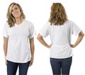 Female with blank white shirt Royalty Free Stock Photo