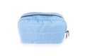 Female blue cosmetic bag isolated on white Royalty Free Stock Photo