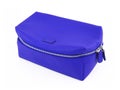 Female blue leather cosmetic bag isolated on white Royalty Free Stock Photo