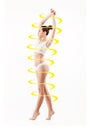 Female body with a cycle arrows. Fat lose, healthy eating and nutrition concept. Royalty Free Stock Photo