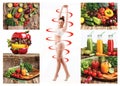 Female body with a cycle arrows. Fat lose, healthy eating and nutrition concept. Royalty Free Stock Photo