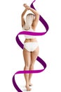 Female body with a cycle arrows. Fat lose, healthy eating and nutrition concept. Royalty Free Stock Photo