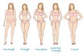 Female body figures, woman shapes, five types