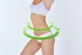 Female body with the green drawing arrows Royalty Free Stock Photo