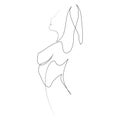 Female body one line drawing on white isolated background. Vector illustration. Royalty Free Stock Photo