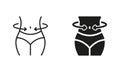 Female Body Slimming Symbol Collection. Shape Waistline Control. Slimming Waist Line and Silhouette Black Icon Set Royalty Free Stock Photo