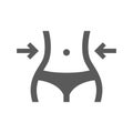 Female body waist and arrows vector icon