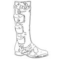 Female boot illustration line art