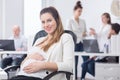Female boss being in pregnancy Royalty Free Stock Photo