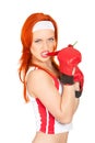 Female boxer with chili pepper