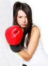 Female boxer near wall Royalty Free Stock Photo