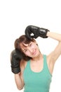 Female boxer smiles Royalty Free Stock Photo